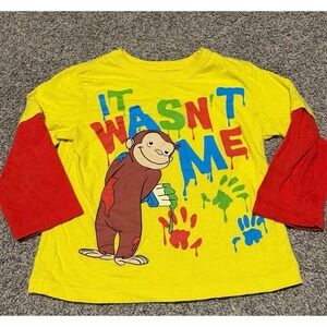 Curious George Shirt 3T Long Sleeve It Wasn't Me Paint Monkey Toddler y2k